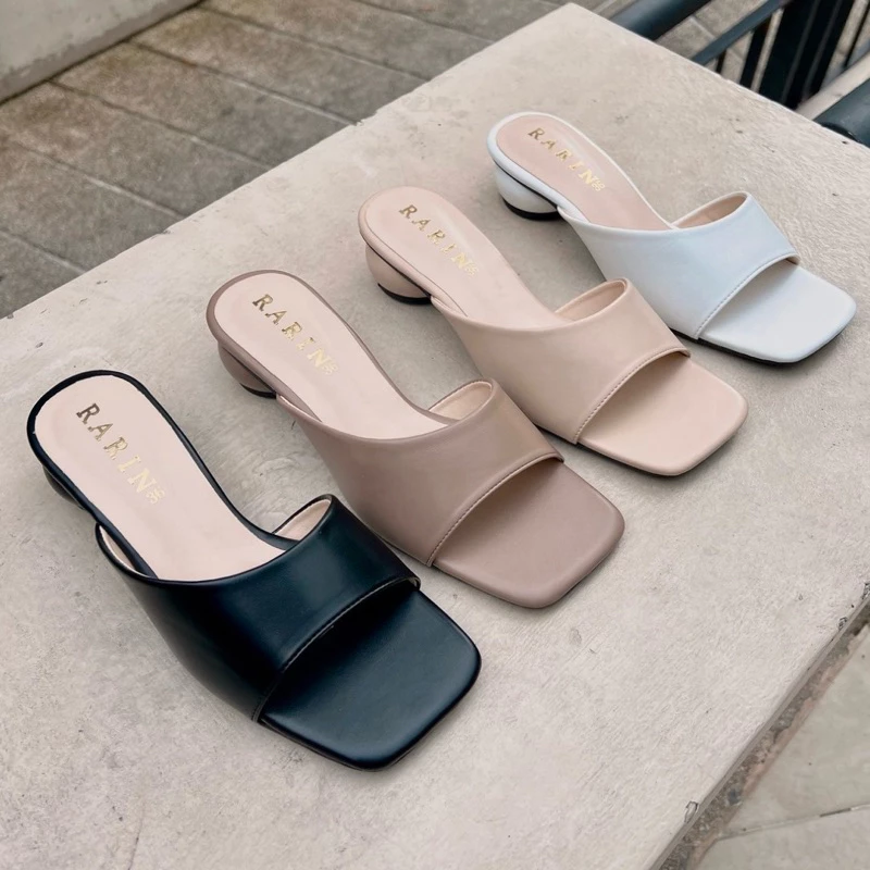 Rarin รุ่น [ Ava ] 36 - 41 รองเท้าส้น macaron ความสูง 1 นิ้ว ทรงสวย เก็บหน้าเท้าได้ดี
