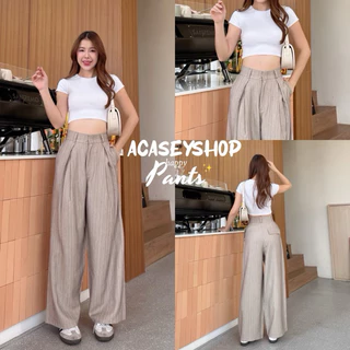 Acasey กางเกงขายาวผู้หญิง กระบอกใหญ่ จีบทวิส สับแบบไม่แผ่ว ใส่แล้วปัง ขาเรียวยาว หุ่นเป๊ะทุกองศา