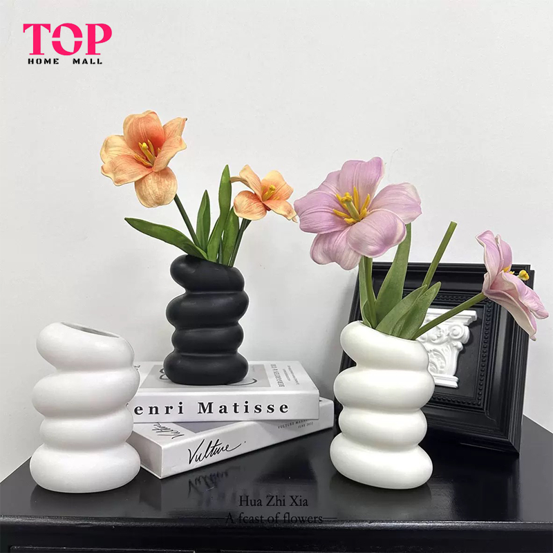 แจกันดอกไม้ รูปก้อนกรวด แจกันน่ารัก สไตล์มินิมอล แต่งห้อง จัดดอกไม้