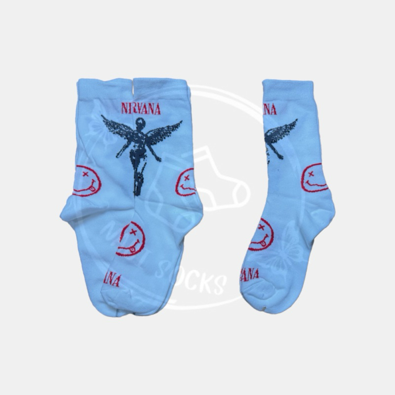 ถุงเท้าสตรีทแฟชั่น ลายเท่ๆ NIRVANA (ข้อยาวครึ่งแข้ง) FREESIZE