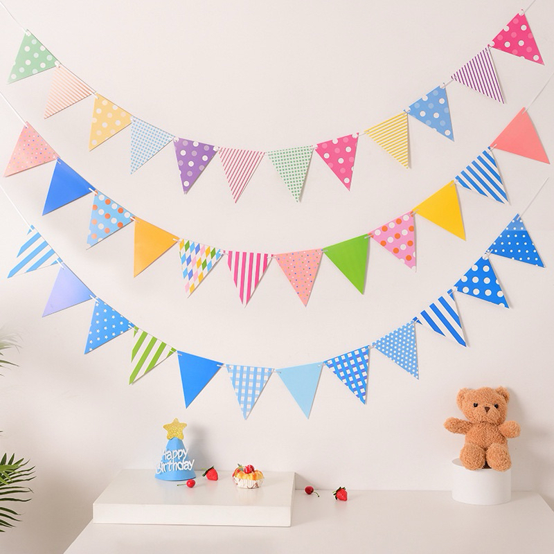 ธงสามเหลี่ยม ธงลายใช้ตกแต่ง งานวันเกิด งานปาร์ตี้สำหรับต่างๆ