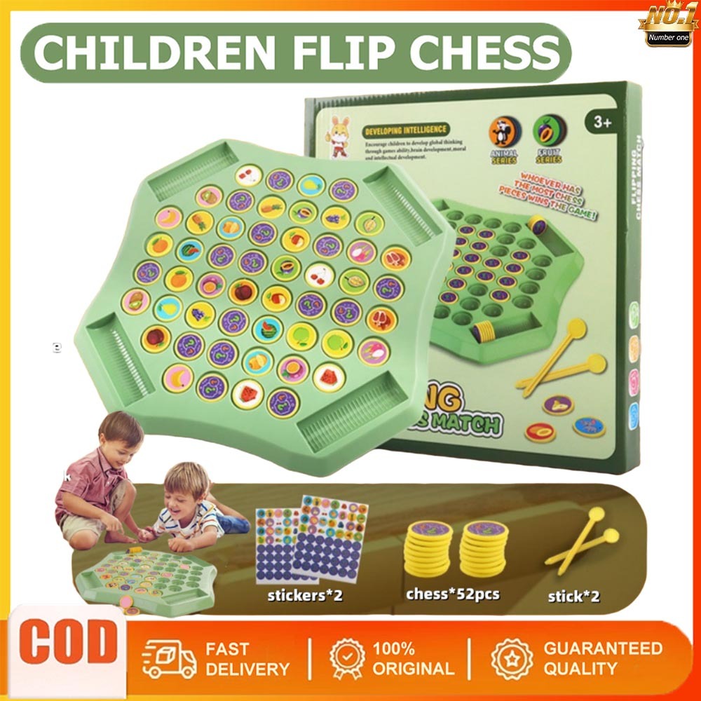 ด็กพลิกเกมหน่วยความจําหมากรุก2-4คนพ่อแม่และลูกโต้ตอบการต่อสู้บนโต๊ะเกมปัญญาตลกสังเกตและสมาธิการฝึกอบรมของเล่นเพื่อการศึก