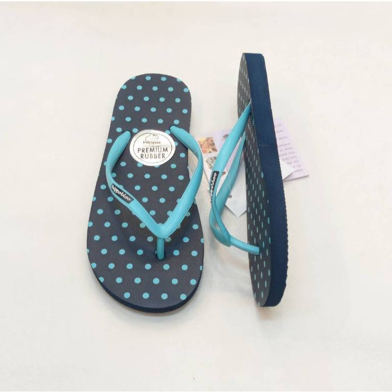 รองเท้าแตะ ลายจุด Hippo Bloo สีกรมตัดฟ้า โทนเข้ม 12 สี รองเท้าใส่อยู่บ้าน sandals ฮิปโป บลู