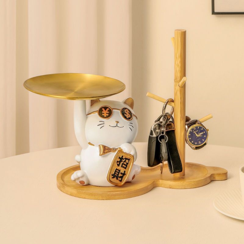 (ส่งจากไท) ตกแต่งบ้าน ถาดแมวโชคดี กุญแจตกแต่ง ทางเข้าห้องนั่งเล่น ทางเข้าตู้ไวน์ ตกแต่งบ้าน ของขวัญ - รูปที่ 5