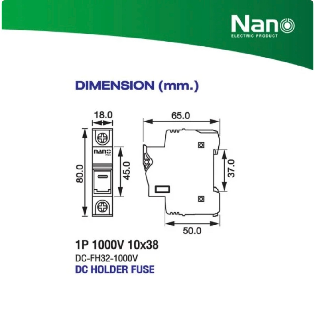 NANO DC FUSE HOLDER เฉพาะกล่องฟิวส์ ฐานฟิวส์ ไม่รวมลูกฟิวส์ 1P 1000V 32A ระบบ โซล่าเซลล์ Solar cell รุ่น DC-FH32-1000V ราคา ถูกที่สุด ดีลบีเคเค แกลเลอรีภาพที่ 3