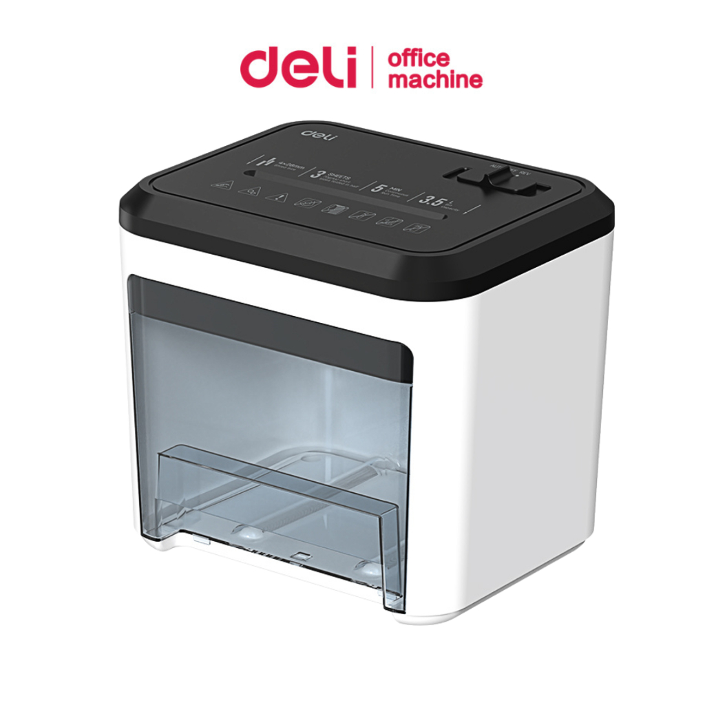 Deli เครื่องทำลายกระดาษ 3.5L เครื่องย่อยเอกสาร Auto A4พับครึ่ง ย่อย4x28มม ตั้งโต๊ะ Paper Shredder