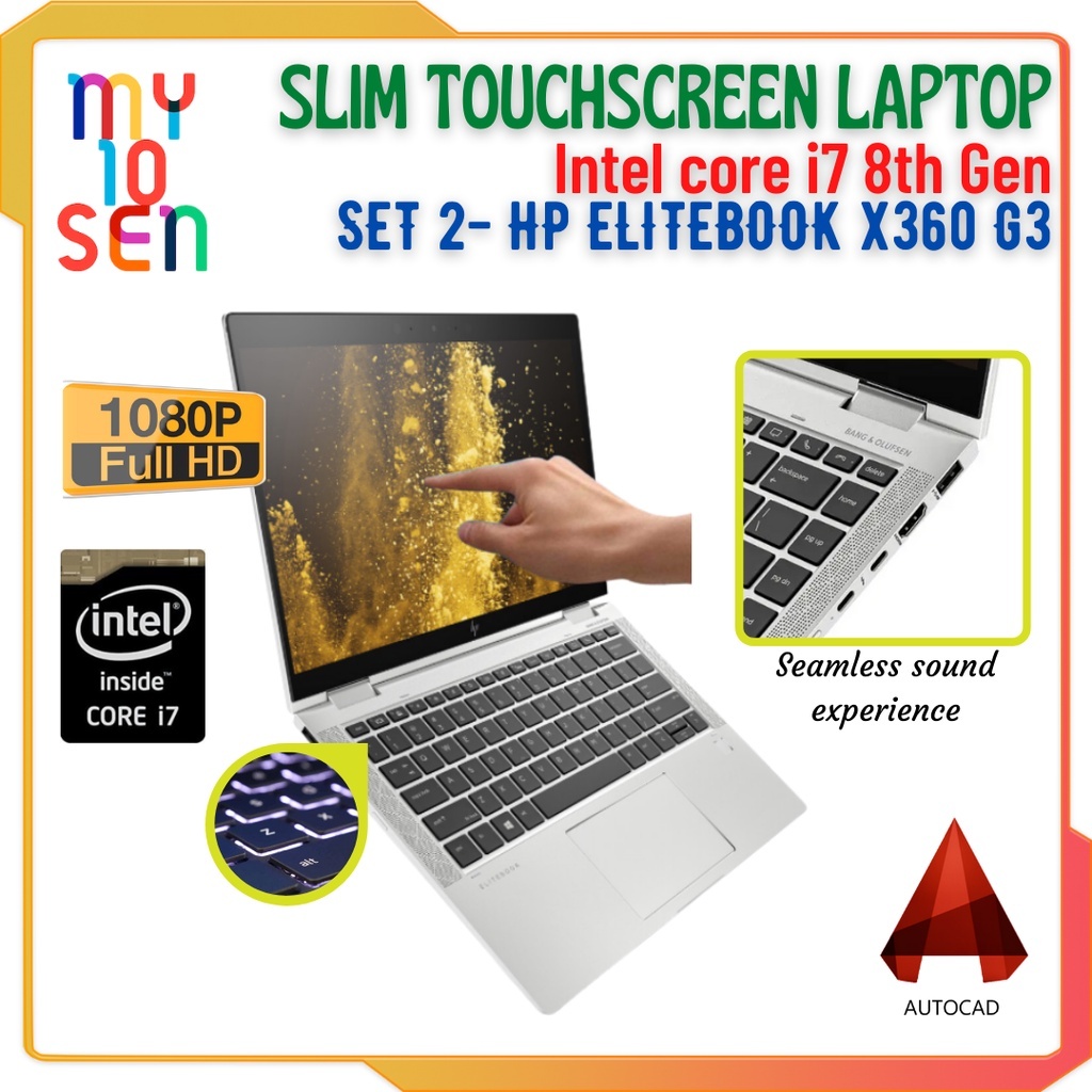 HP EliteBook x360 1030 G2 G3 i7 7th 8th โน้ตบุ๊ก หน้าจอสัมผัส LCD ลายนิ้วมือ M2.SSD HDMI พร้อมไฟแบ็ค