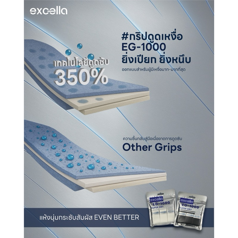EXCELLA EG-1000 SUPER DRY กริปพันด้ามไม้แบด  แพ็ค (3 ชิ้น)