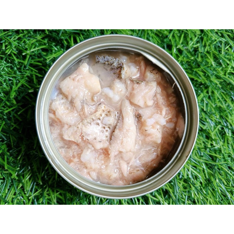 อาหารกระป๋องเปลือย ทูน่าขาวในน้ำซุป ขนาด 85g . เนื้อสวย กลิ่นหอม หมดอายุ 30-09-26 แมวและสุนัขทานได้