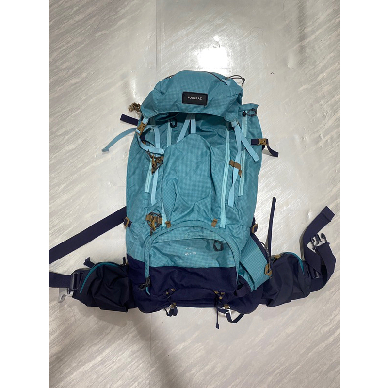 กระเป๋าเดินป่าผู้หญิง รุ่น MT500 AIR ขนาด 45+10 ลิตร สีฟ้า มือสอง ใช้ครั้งเดียว เหมือนใหม่
