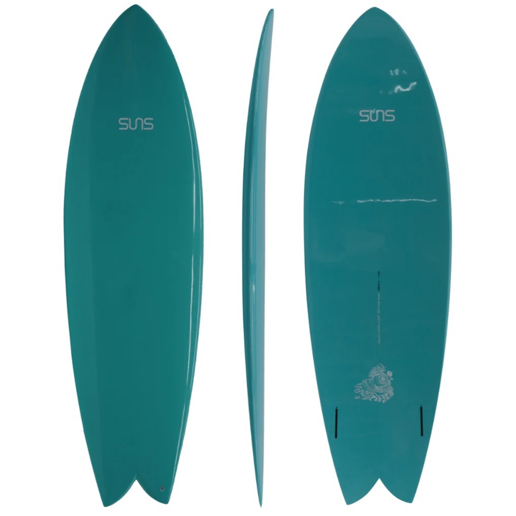 SUNS Pisces(6'2" x 21 5/16" x 2 13/16" @38.2L / EPSTec Teal 3252C / futures. - 2 Fin Twin)