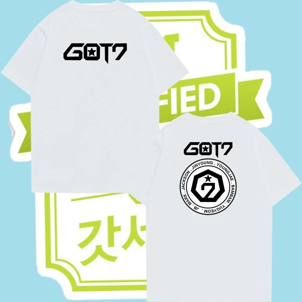 GOT7 เสื้อยืดผู้ใหญ่คอกลมแขนสั้นผ้าคอตตอนพิมพ์ลาย#01 S-7XL ECB