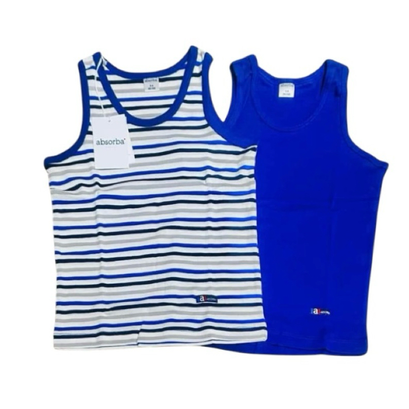Absorba แอ๊บซอร์บา (แพ็ค 2 ชิ้น ) เสื้อกล้าม ผ้าคอตตอน Cotton 100% เด็กชาย สำหรับเด็กอายุ ขนาด 3ปี,5ปี,7ปี,9ปีขึ้นไป