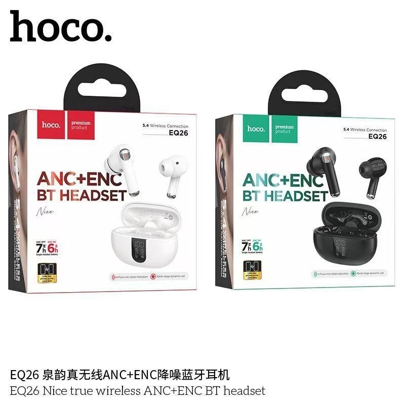 Hoco EQ26 หูฟังบลูทูธไร้สาย บลูทูธ 5.4 350mAh มีระบบตัดเสียงรบกวน ANC ไมโครโฟนในตัวเสียงคมชัด