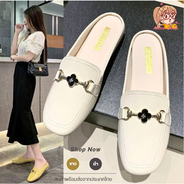 Anna shop รองเท้าแฟชั่น แบบสวมเปิดส้น แต่งอะไหล่ ยาง EVA งานสุดฮิต น้ำหนักเบา ใส่สบาย T334