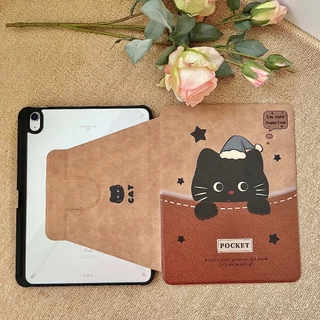 🚀จัดส่งทันที🚀เคสไอแพด การหมุน 360 องศา ราตรีสวัสดิ์นะเจ้าแมว Gen12 Pro13 Air7/6 11 น่ารัก เคสipad