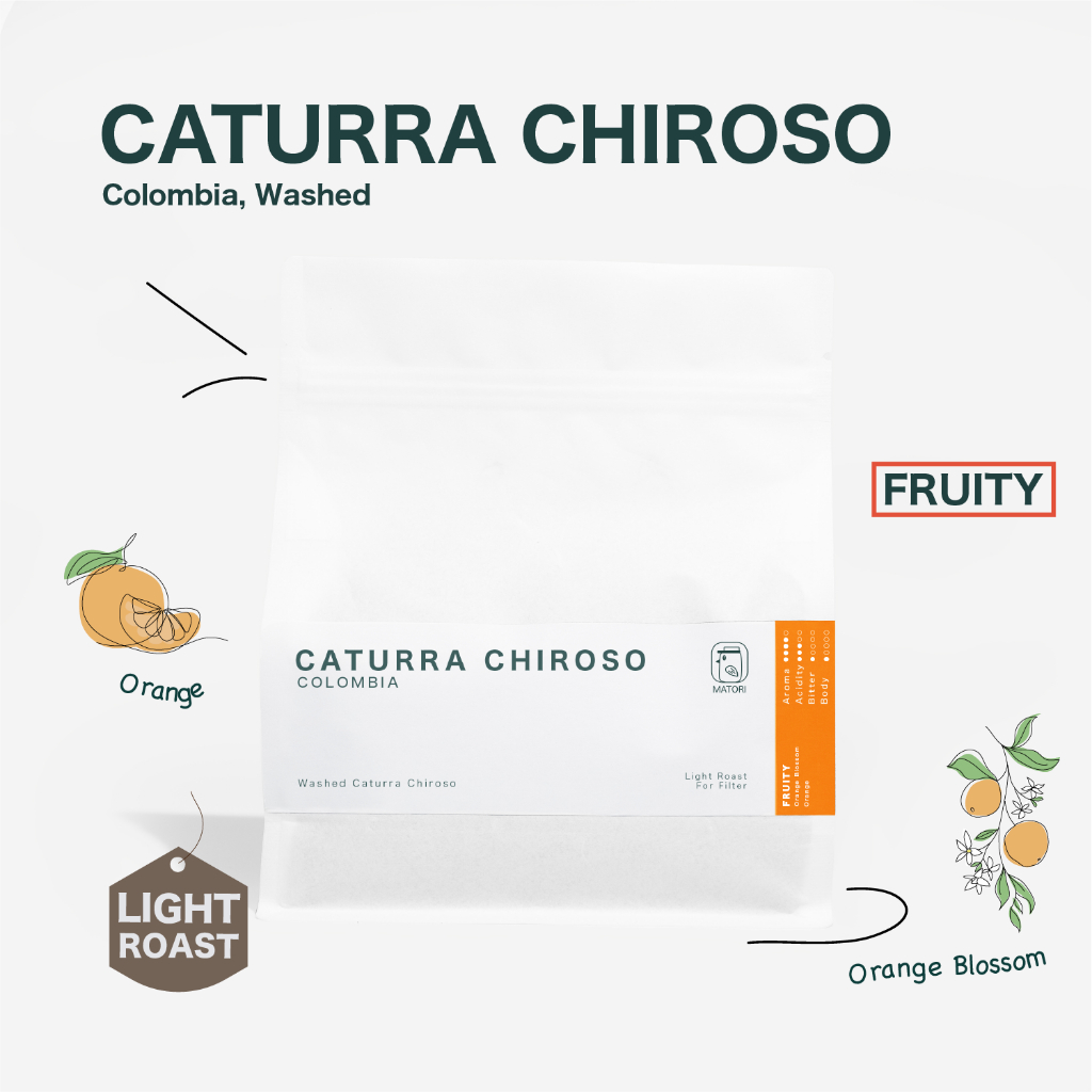 Matori Coffee Roaster เมล็ดกาแฟคั่วอ่อน Colombia, Caturra Chiroso Washed