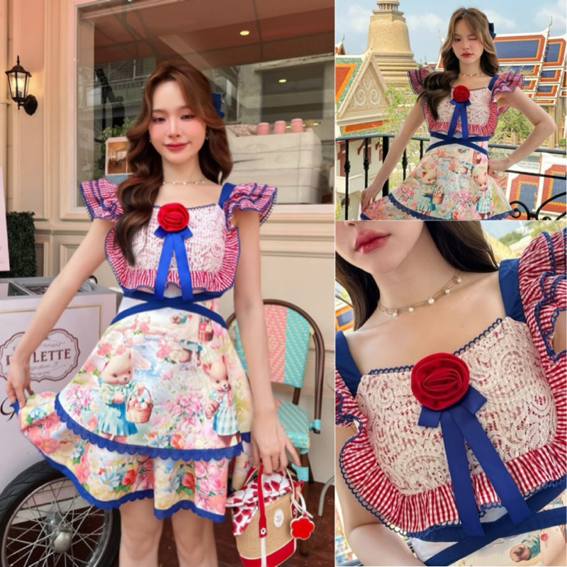 💎พร้อมส่ง💎BLT brand 🐰เดรสลายน้องกระต่าย