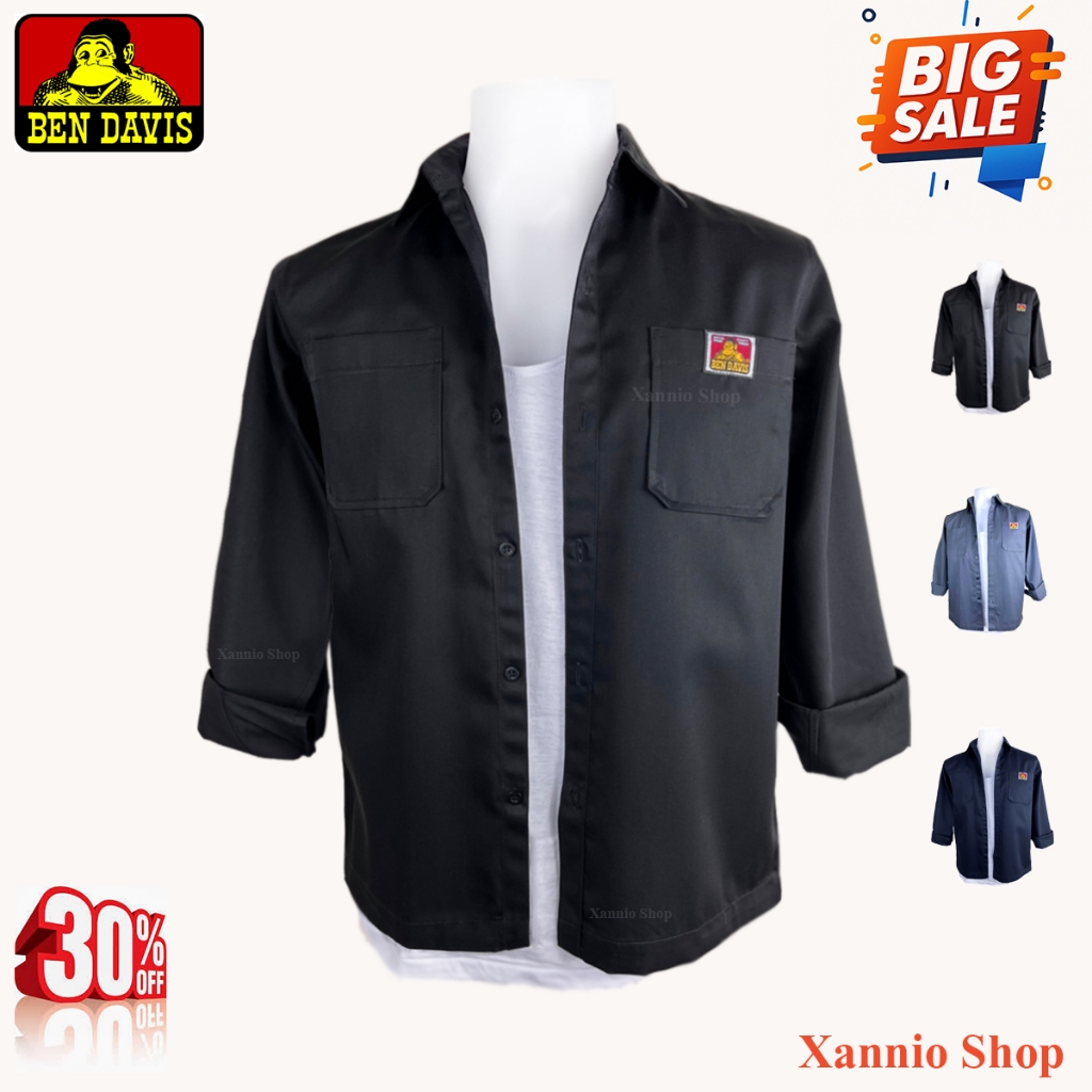 เสื้อเชิ้ต BEN DAVIS แขนยาวผู้ชาย เสื้อเชิ้ตเบนเดวิส แขนยาวคอปก Ben Davis Work Shirt วินเทจ ใส่ทำงาน