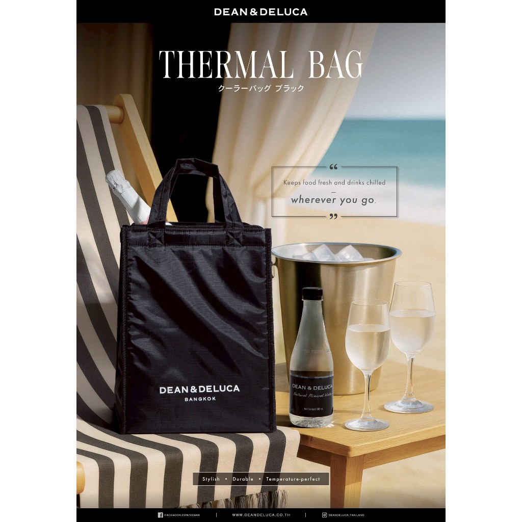DEAN&DELUCA BANGKOK THERMAL BLACK TOTE BAG M