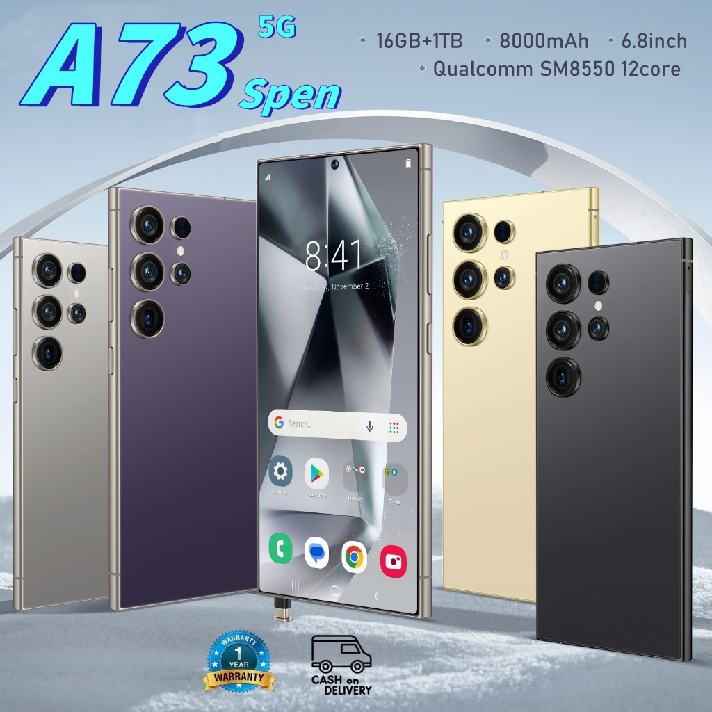 A73 6.7 นิ้ว 12 + 512GB ความจุหน่วยความจำขนาดใหญ่โทรศัพท์ราคาถูก Android 5G สมาร์ทโฟน COD
