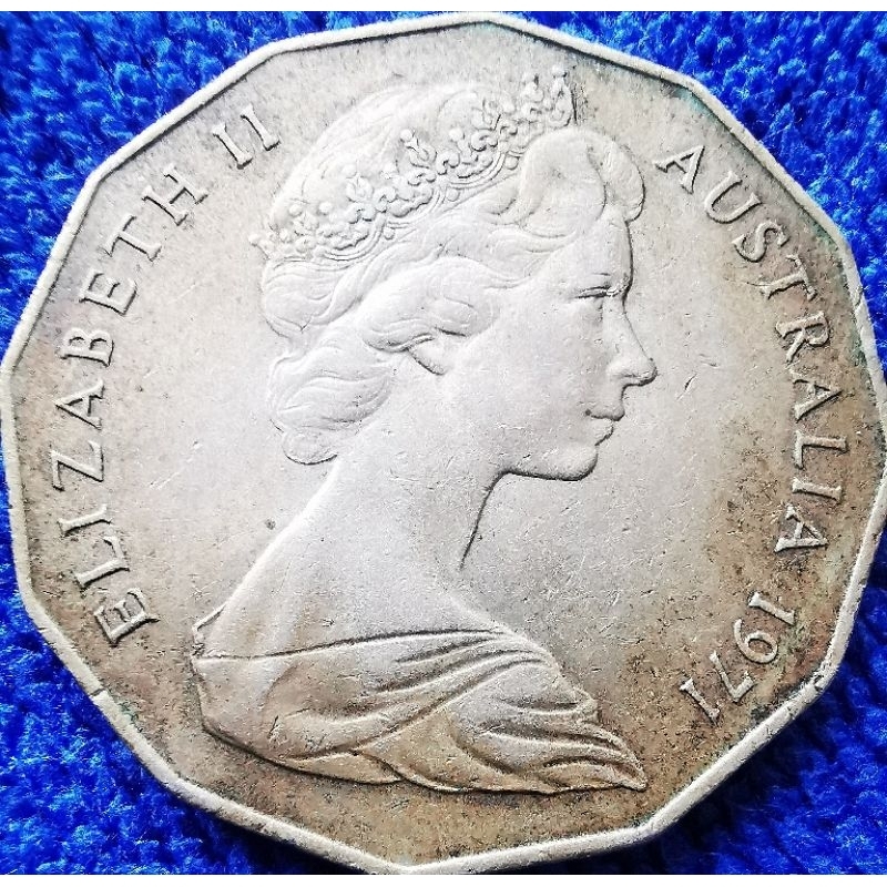 เหรียญ​ออสเตรเลีย​ Australia, 50 Cent​s, (2nd portait), #1474, ใช้แล้ว