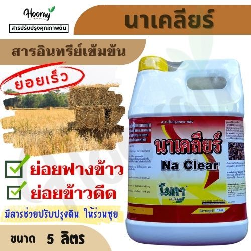 นาเคลียร์ 5 ลิตร ( สารอินทรีย์เข้มข้น 2% ) ย่อยฟางข้าว ย่อยเมล็ดข้าวดีด สลายฟาง ย่อยข้าวดีด