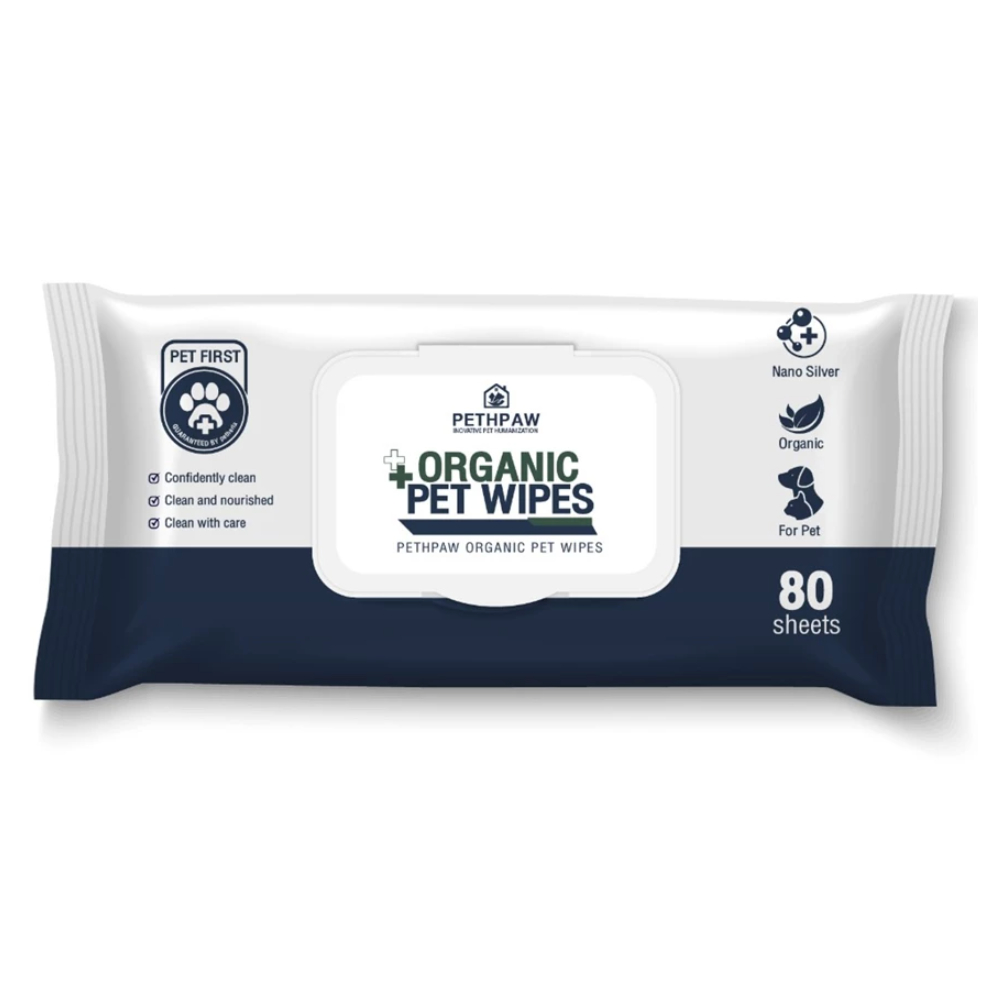PETHPAW ทิชชู่เปียกสำหรับสัตว์เลี้ยง เพ็ทพอว์ ออร์แกนิค เพ็ท ไวพส์ บรรจุ 80 แผ่น