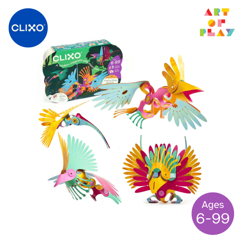Clixo Tropical Birds Pack - ของเล่นตัวต่อแม่เหล็กรูปแบบใหม่จาก USA : เหมาะสำหรับอายุ 6 ปีขึ้นไป