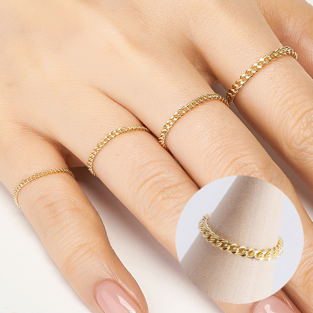 HELENE Curve Chain Gold ring 14K (YELLOW GOLD)