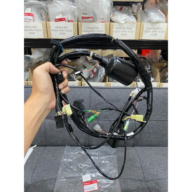 สายไฟเมนเวฟ125i ไฟเลี้ยวบังลมหัวฉีดไมล์ส้ม แท้เบิกศูนย์ *32100-KPH-701*