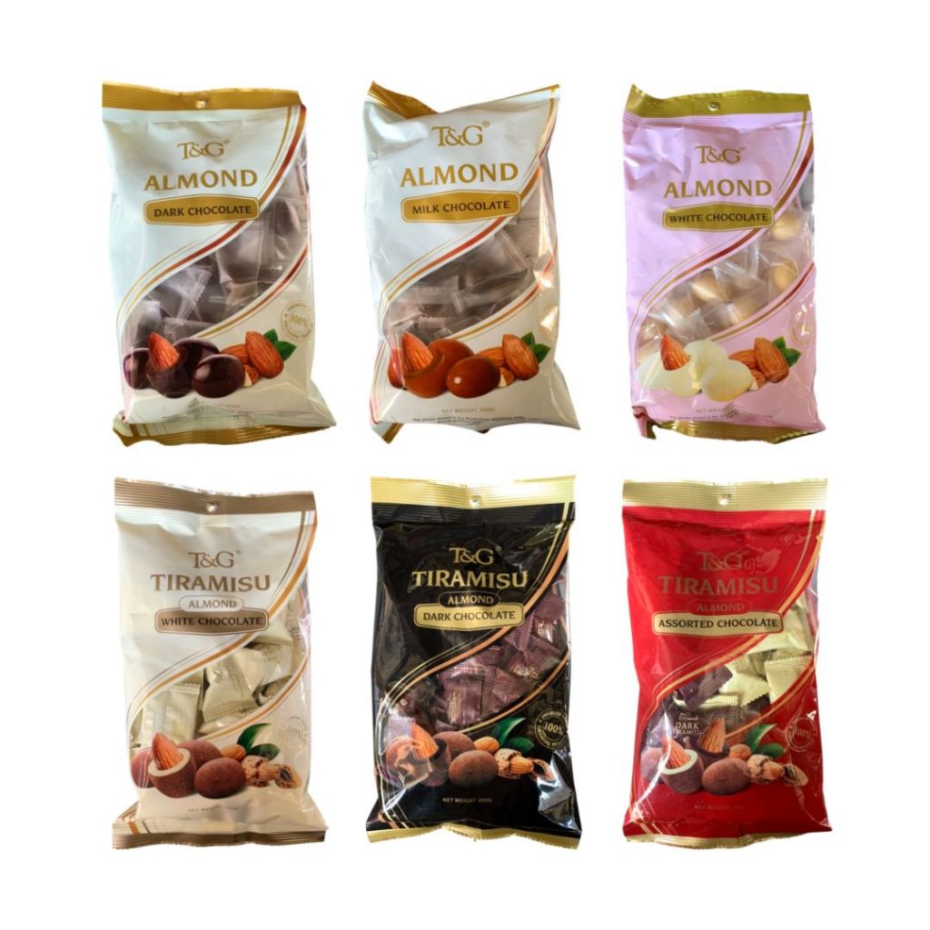 T&G Chocolate Almond & Tiramisu Almond  200 กรัม มี 6 รสชาติ จากมาเลเซีย