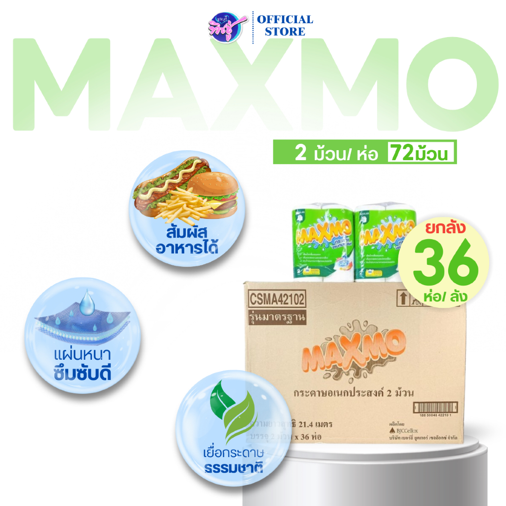 [ยกลัง 36 แพค] Maxmo แม็กซ์โม่ กระดาษทิชชู่อเนกประสงค์ รุ่นมาตรฐาน แพค2ม้วน – โปรปัง