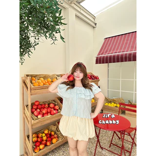 ✅เข้าเพิ่ม พร้อมส่งค่า/JR/ เสื้อเปิดไหล่ ระบาย2ชั้น ผ้าฉลุ กระดุมดอกไม้ น่ารักมาก #เสื้อผ้าไซส์ใหญ่ สาว อ้วน พลัสไซส์