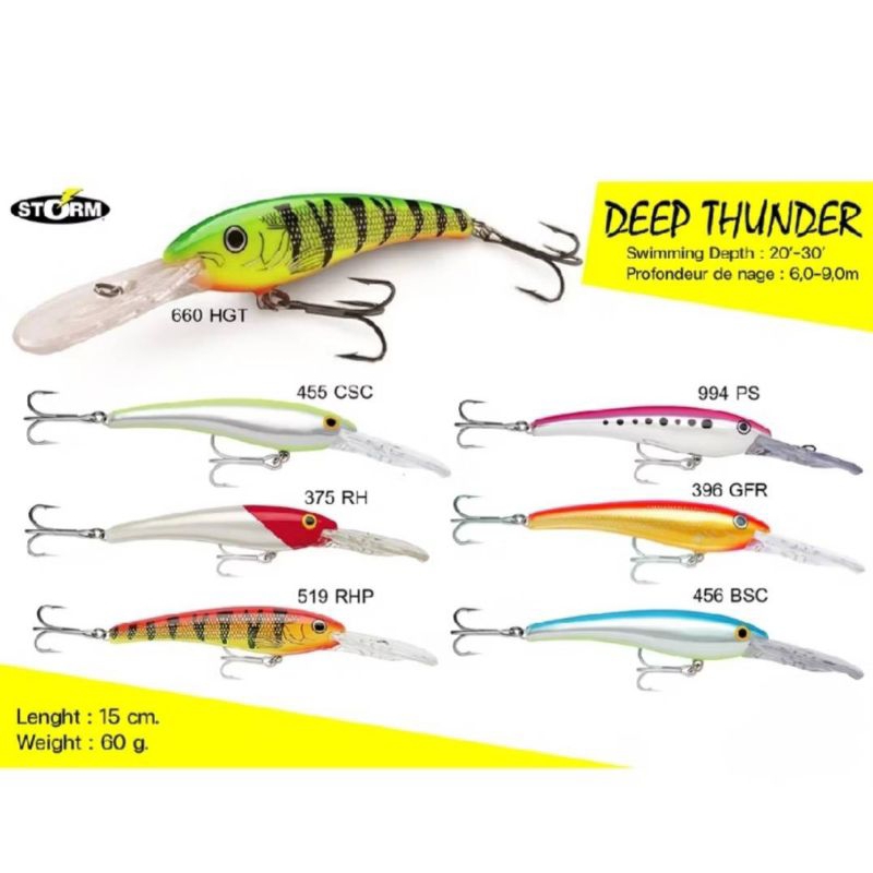 เหยื่อ ลากทรอลลิ่ง STORM Deep Thunder ขนาด 15เซน ดำลึก 6-9 เมตร