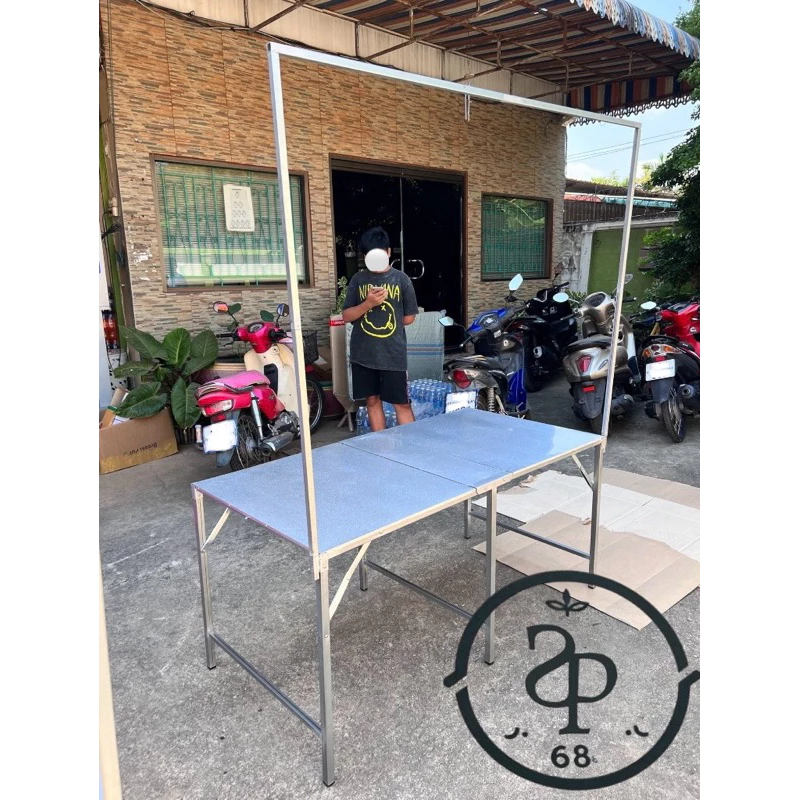 โต๊ะพับขายของเมทัลชีท ขนาด 1.50 เมตร(150ซม) มีเสาแขวน สามารถแขวนป้าย แขวนไฟได้ ราคาโรงงาน ผลิตในไทย