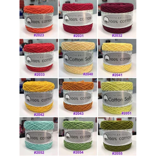 Cotton Soft เซต1 ไหมคอตตอนซอฟท์ เป็นcotton100% ขนาดเส้นประมาณ 3ply ไหมพรมผลิตจากเส้นใยธรรมชาติ 100%