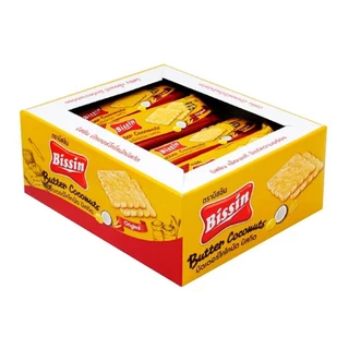 Bissin ขนม บิสชิน บิสกิต ยกแพ็ค 12ซอง บัตเตอร์ โคโคนัต ซองสีทอง อร่อย กรอบ หวาน หอม
