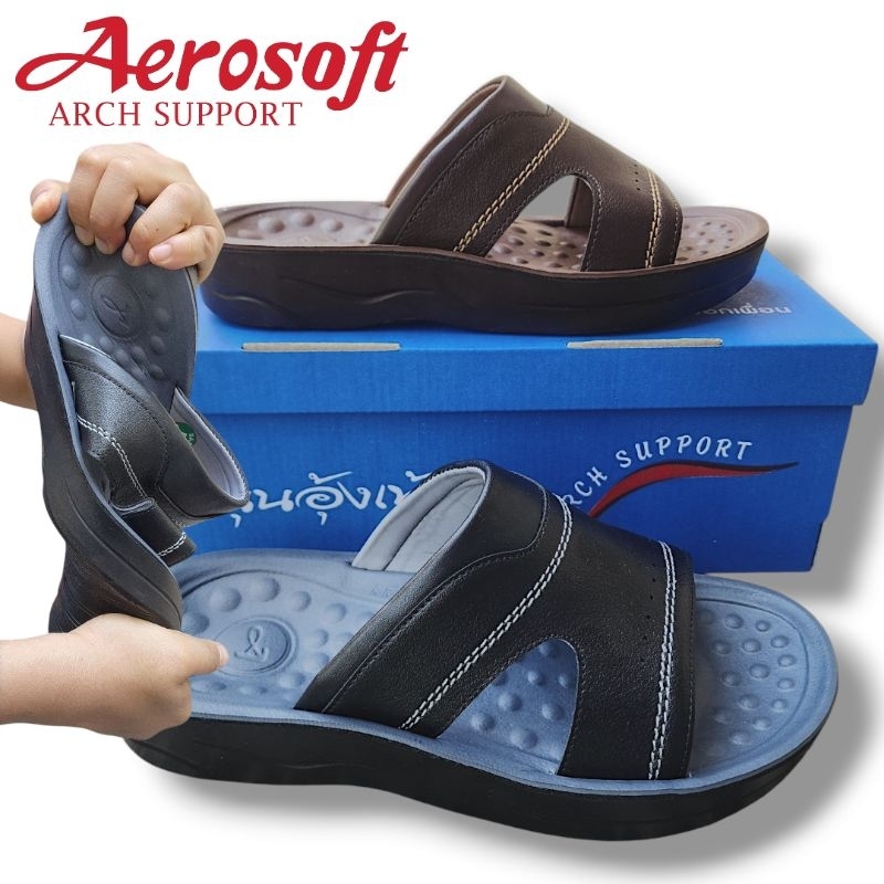 (ดูคลิปเพื่อความมั่นใจ) หน้าเท้ากว้าง เท้าใหญ่ คนอ้วน Aerosoft รองเท้าสวม รองรับน้ำหนักไม่ปวดส้น รุ่