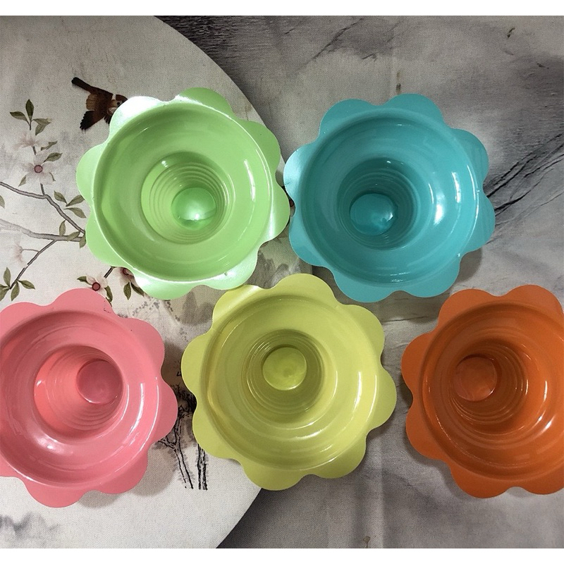 ถ้วยพลาสติกน้ำแข็งใส / ถ้วยบิงซู ทรงดอกไม้หลายสี250ml( แพ็ค 50ใบ /100ใบ)