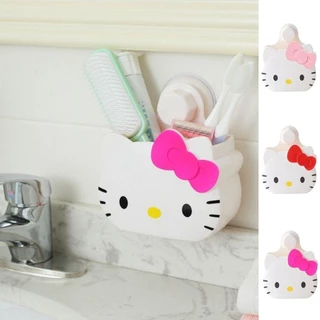 กล่องเก็บติดผนัง Hello Kitty ทักซัป,กล่องเก็บเครื่องสําอางการ์ตูนพลาสติก,น่ารักหมัดฟรี เคที ชั้นวางของติดผนังน่ารัก/0042