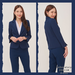 Laboratory สูท 90011# สูทคอปกมนสีพื้น ทรงเข้ารูป พับแขนสี่ส่…