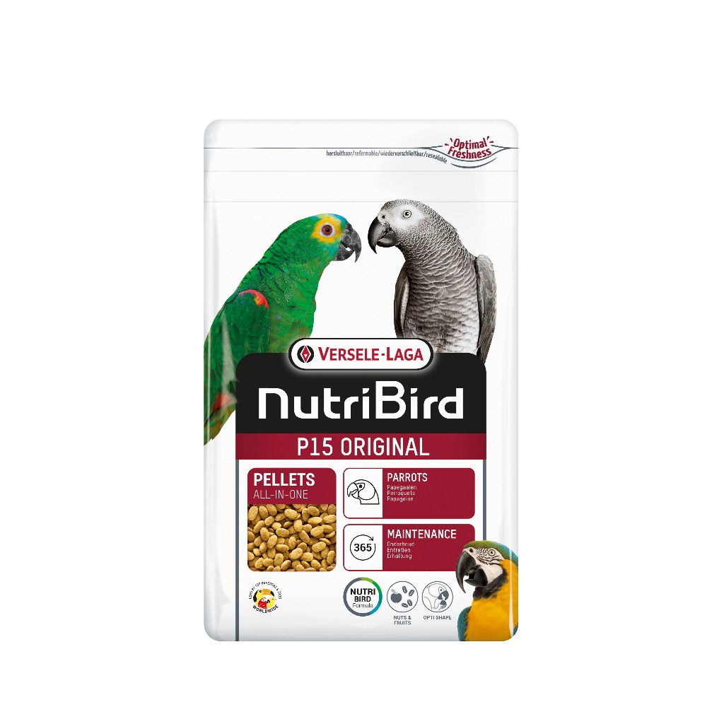 NutriBird P15 original 3kg. (อาหารเม็ดสำเร็จรูป นกปากขอ)