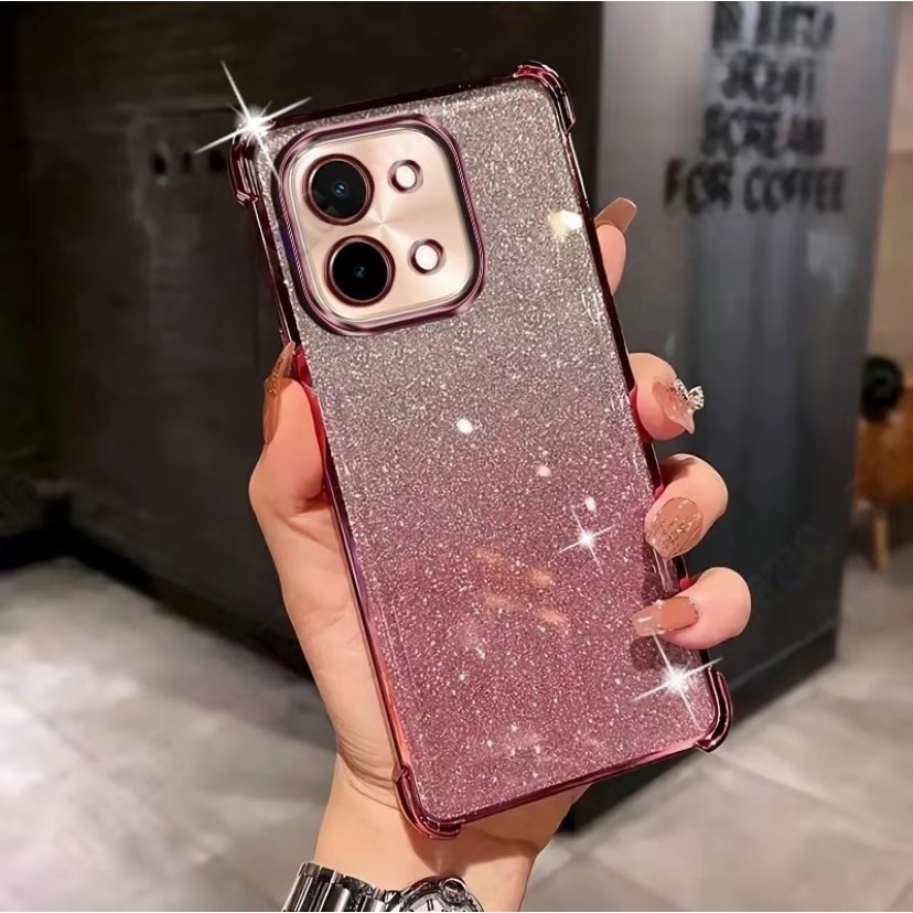 เคสโทรศัพท์ สำหรับรุ่น Vivo Y28 (4G) เคส หรูหรา กากเพชร 2in1 ไล่โทนสีสวย กันกล้อง กันกระแทกมุม F8
