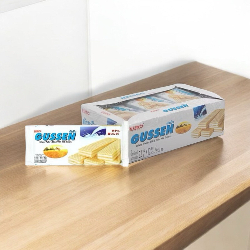 กัสเซ็น( Gussen ) เวเฟอร์ รสนม 22 ก. x 12 GUSSEN Wafer Milk 22 g x 12 ซอง