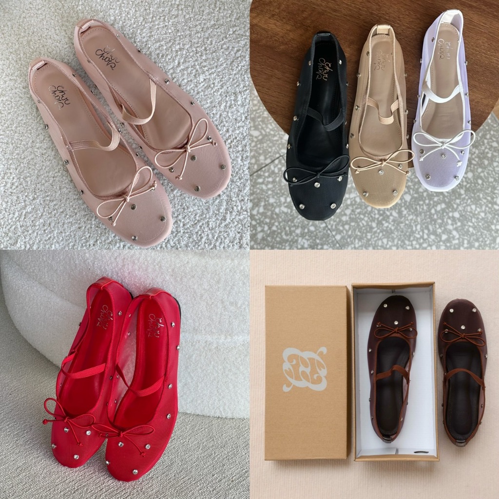 CHUUCHOP – Milky mary jane shoes รองเท้าคัชชูติดเพชร(C8322)