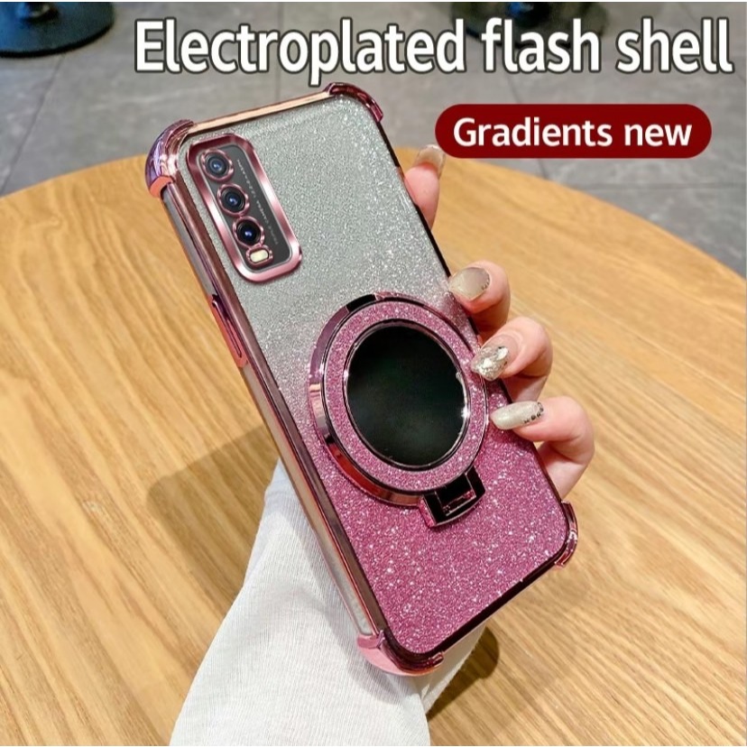 เคสโทรศัพท์ กริตเตอร์ หรูหรา  สำหรับรุ่น vivo Y11 Y12 Y15 Y17 เคส กันกระแทกมุม ป้องกันกล้อง กระจก แต่งหน้า ตั้งได้ F2 - รูปที่ 6