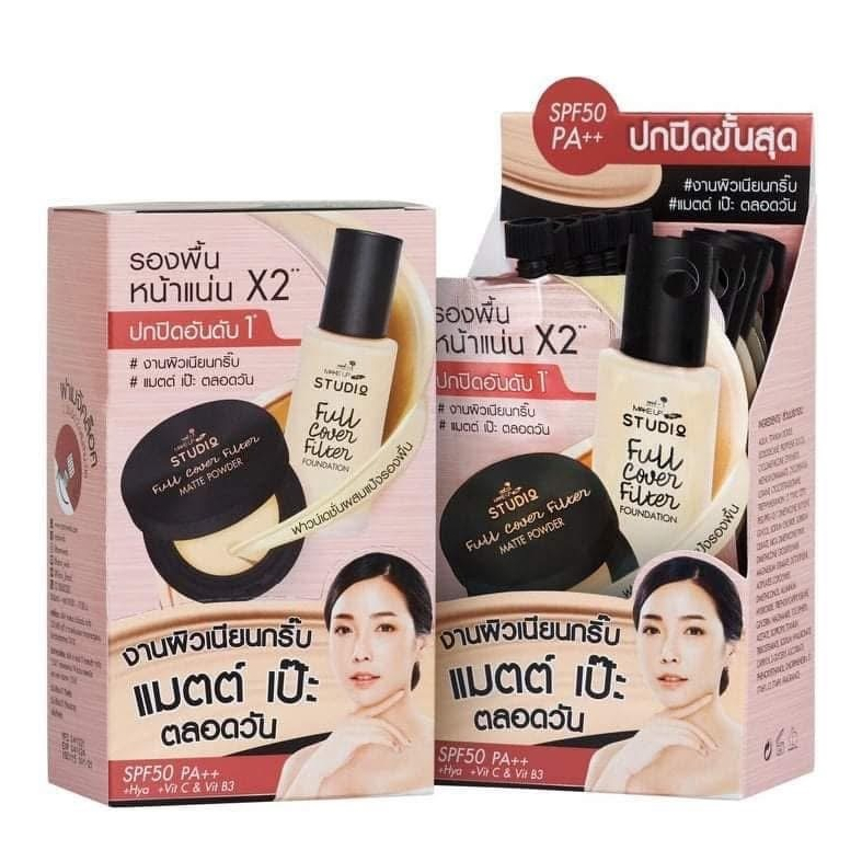 ( ยกกล่อง 6 ซอง ) รองพื้นหน้าแน่น Nami Make Up Pro Studio Full Cover Filter Foundation