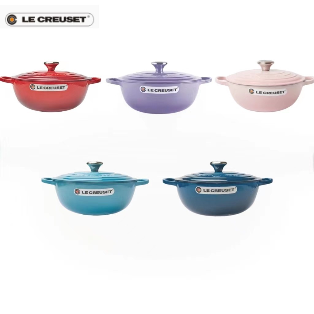 LE CREUSET หม้อเคลือบสีดำ หม้อเหล็กหล่อ สีเย็น หม้อ กระทะ เตาแม่เหล็กไฟฟ้า ในครัวเรือน หม้อเคลือบ สี