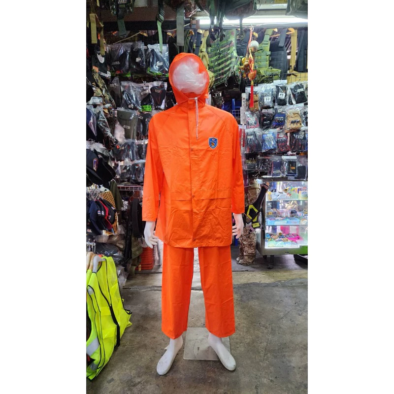 ชุดกันฝนเสื้อและกางเกง มีฮูดในตัว เนื้อผ้า PVC